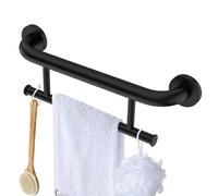 Black Towel Grab Bar 17 Inch, Zepolu Handicap Towel Bar for Bathroom, Stainless Steel Safety Assist Bar Balanced Support Handle, Wall Mounted Towel Rack Grab Bars for Senior Elderly Disabled