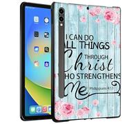Black TPU Tablet Case for Samsung Galaxy Tab S8 2022/Tab S7 2020 11 Inch (Model SM-X700/X706/T870/T875/T878),Slim TPU Back Shockproof Shell Cover for Galaxy Tab S7/S8,Bible Verses Philippians 4-13