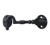 Black Traditional Cast Iron 4" (100mm) Cabin Hook & Eye - House Door Latch/Catch