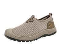 Black Trainers Men's Lightweight Fabric Trainers Memory Foam Trainers, khaki, 8.5 UK