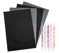 Black Transfer Carbon Paper Booklet - 100 Sheets A4 Tracing Graphite Paper + 5Pcs Dot Pens | for Sewing Patterns, Wood Engraving, Dressmaking | Artists & DIY Craft Transfer Paper