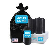 Black Trash Bag, Heavy Duty 20-30 Gallon Bag for Kitchen and Bathroom, Unscented, 1.5 Mil, Commercial Coreless Rolls, Can Liner 29 x 36, Office/Industrial Use, Easy-to-Use, 100 Ct