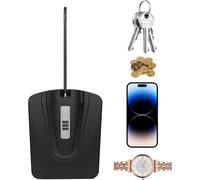 (Black) Travel Safe Lock Box - Small Lockable Box - Water-resistant Beach Travel Safe Personal Security Case with Removable Wire Rope for Car Home Beach
