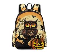 Black Tree Owl Pumpkin Head Backpack for Men Women, Durable Oxford Cloth Laptop Backpack, Lightweight Minimalism Bookbag for Work, Travel
