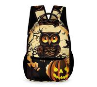 Black Tree Owl Pumpkin Head Backpack for Men Women, Durable Small Backpack Casual Lightweight Daypack for Travel Bag