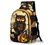 Black Tree Owl Pumpkin Head Backpack with Multiple Pockets, Large Capacity Laptop Backpack Unisex Durable Daypack for Travel, Work
