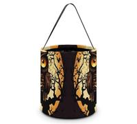 Black Tree Owl Pumpkin Head Candy Bag Halloween Trick Or Treat Bucket 7.9x8.3in, Reusable Gift Bags for Party Holiday Wedding