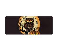 Black Tree Owl Pumpkin Head Mouse Pad, Non-Slip Rubber Desk Mat with Stitched Edge, Large Mouse Pad for Keyboard, Laptop, Office & Home Decor, 30x80cm