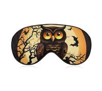Black Tree Owl Pumpkin Head Sleep Mask for Women Men, Soft Eye Mask with Adjustable Strap for Sleeping, Light Blocking Travel Blindfold for Nap Comfortable Eye Cover for Home Office