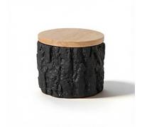 Black Tree Stump Pet Memorial Urn, Portland Cement for Small-Medium Pets, Sealed Wooden Lid with Silicone Gasket, Non-Slip Base, Elegant Rustic Home Decor - Durable Ash Container for Furry Friends