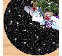 Black Trees Skirt Sequin Christmas Tree Skirts 21 Inch Sparkle Trees Skirt Halloween Tree Skirts Goth Christmas Trees Stand Cover for Pencil Christmas Holiday Decorations