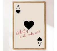 Black Trendy Wall Art Black Ace of Hearts Poster What if All Works out Print Playing Cards Wall Art Aesthetic Positive Affirmation Artwork Retro Preppy Canvas for Bedroom Wall Decor 16x24inch No Frame