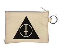 Black Triangle Pyramid Upside Down Cross Key Chain Coin Purse Beige