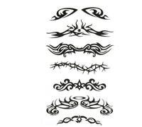 Black Tribal Tattoo Realistic Look Neck Chest Arm Waterproof Sticker For Men(002)