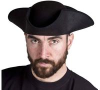 Black Tricorn Hat I Love Fancy Dress Black 2 Pack
