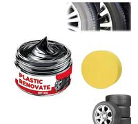 Black Trim Restorer,Plastic Restorer for Cars,Tire Polishing Paste,Car Tire Shine with Sponge,Wheel Cleaning Refurbish Wax,Long-Lasting UV Protection Shine Applicator for Truck Car Accessories