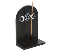 Black Triple Moon Incense Holder Shelf - Handcrafted Wall-Mounted Display for Incense Sticks and Cones - Gothic Decor, Wiccan and Pagan Altar Accent, Unique Lunar Design