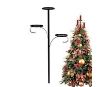 Black Triple Tree Topper | Elegant Tray Candle Holder Tree Topper | 3 Tier Christmas Candelabra Tree Topper Stand | Unique Light Up Christmas Tree Decoration | Candle Tree Topper For Indoor Bedroom
