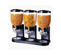 (Black (Triple)) Triple Cereal Dispenser Classic Dry Food Storage Container, Dry Food Dispenser Control Storage Container, Great For Cornflakes, Candy, Nuts