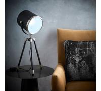 K LIVING Dagon Industrial Style Tripod Table Lamp | Black and Satin Nickel Modern Lighting Solution for Home Decor | Adjustable Head with Front Face Diffuser for Console, Side, or Bedside Tables