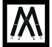 (Black) Trouser Brace Wide Mens Braces Strong Clips 50 mm Style Suspenders Belts