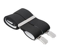 Black Trouser Braces 35mm Wide Elastic 4 Strong Silver Clips 44 Inch Adjustable