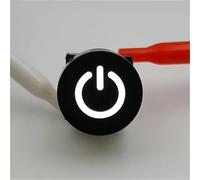 Black TS27 15mm Round Power Symbol With Momentary Push Button Click Tact Switch 1Pcs(White LED)