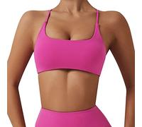 Black Tshirt Bra 36b Women's Sports Bra Padded Crossed Back Bustier without Underwire Spaghetti Straps for Yoga Fitness Minimiser Bralette (Hot Pink, XL)