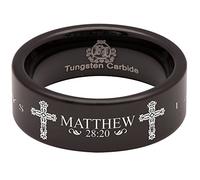 Black Tungsten Carbide Matthew 28:20 Ring 8mm, Bible Verse, Wedding Band And Anniversary Ring, Designed For Maximum Comfort Fit For Men And Women Use Size 9.5