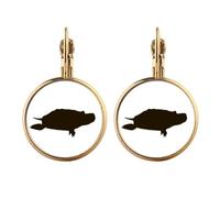 Black Turtle Animal Portrayal Gold Clip On Drop Earrings Non Piercing Dangle Jewelry