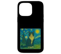Black Tuxedo Cat - Starry Night Inspired Zoo Animal Art Case for iPhone 14 Pro Max