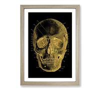 Black Twilight Skull in Gold Framed Print | A2 Oak Framed Wall Art | Ready to Hang | Modern Skull Picture | Living Room Bedroom Lounge Office
