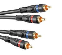Black Twin 2 RCA Phono Male to Male 20cm 1m 1.5m 2m 3m 5m 10m Audio Amp Sub Speaker Cable (1.5 Metre)