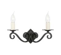 Black Twin Wall Light Iron Hand Made Elegant Double LED E14 60W