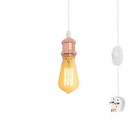 Black Twisted Fabric Cable Pendant Lighting Kit - 4.5m with Dimmer Switch & E27 Lamp Holder - Stylish Plug-In Light Fitting for Home Decor Industrial & Modern Design