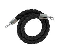 Black Twisted Polypropylene Rope, 1.8m Long with Powder-Coated Black Steel Carabiners, Queue ment Posts for Cinemas, Hotels, and Events (Size: S)