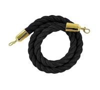 Black Twisted Polypropylene Rope, 1.8m Long with Powder-Coated Steel Carabiners, Queue Ber Post for Theaters, Grand Openings, Hotels (Size: M)