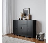 Urbn-Living Urbnliving Height 80Cm Two Side Cabinets Wooden Free Standing Side Corner Cabinet Black Colour Cupboard Hallway Living Room Storag
