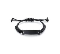 (Black, TYPE 2 DIABETES) Personalized Medical Alert ID Bracelet Braided Wristband Free Engraving