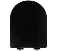 Black U/D Shape Toilet Seat, Soft Close Toilet Seat with 4 Non-Slip Buffers and Adjustable Hinges, Quick Release Durable Plastic Loo Seat, Simple Top Fixing