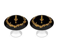 Black U.S. Heritage Flag Funny Cabinet Knobs 2 Pack Round Drawer Dresser Pulls Door Handles Knobs for Door Wardrobe