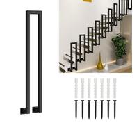Black U-Shaped Handrail Guardrail,Modern Stair Railing Metal Wrought Iron Hand Rail Safety Support Rod Kit,Side Mount Balustrade for Home Villa Loft Decorative Fence(35cm/14in)