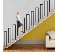 Black U-Shaped Industrial Wrought Iron Stair Handrail,Industrial Hand Rail Floor Mounted,Wrought Iron Railing for Porch,Loft,Corridor,Garden(Size:U 95cm*20cm,Color:Black)