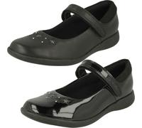 (Black, UK 1.5 Child) Girls Clarks Star Detailed School Shoes Etch Bright