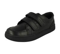 (Black, UK 10.5 Child) Boys Clarks Lightweight Hook & Loop Fastening School Shoes Fawn Strap - G Fit