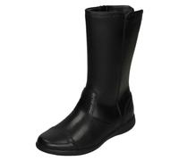 (Black, UK 10.5 Child) Girls Clarks Smart Leather Boots Etch Stride - G Fit
