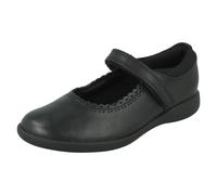 (Black, UK 12 Child) Girls Clarks Scalloped Edge Mary Jane School Shoes Etch Pure K - G Fit