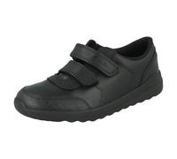 (Black, UK 2.5 Child) Boys Clarks Double Strap School Shoes Daze 2 Step K - H Fit