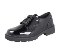 (Black, UK 3.5 Child) Girls Clarks Scalloped Edge Chunky Sole School Shoes Eris Pure - G Fit