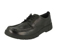 Clarks Branch Lace Youth Leather Shoes In Black Wide Fit Size 3